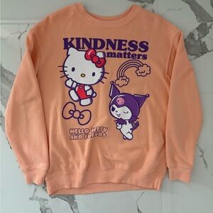 Hello Kitty Peach Crewneck with Purple & Red Graphics
